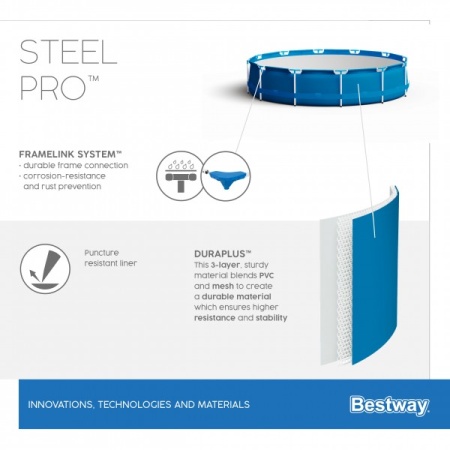 Bestway 56677 BW Каркасный бассейн Steel Pro 305х76см, 4678л